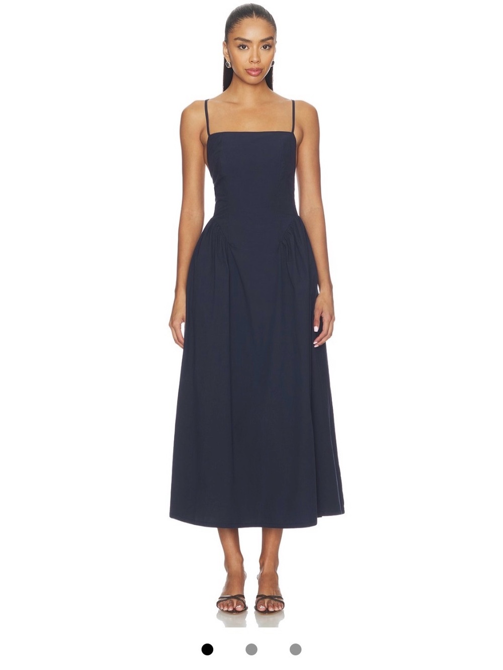 pistola Navy Square Neck Midi Dress